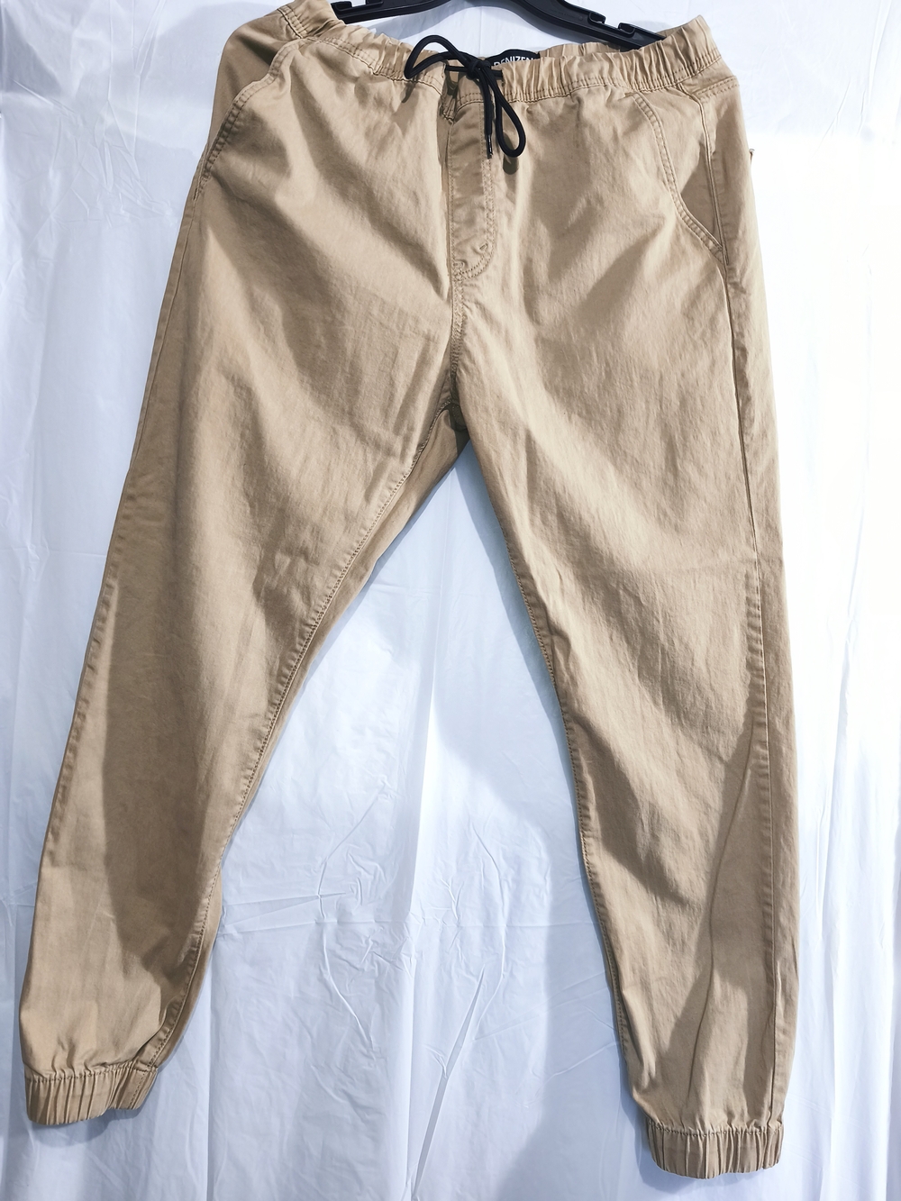 Men's Khaki Jogger Pants - Elastic Waist & Cuffs